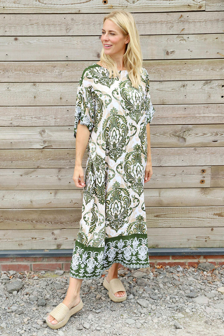 Harita Print Dress Khaki