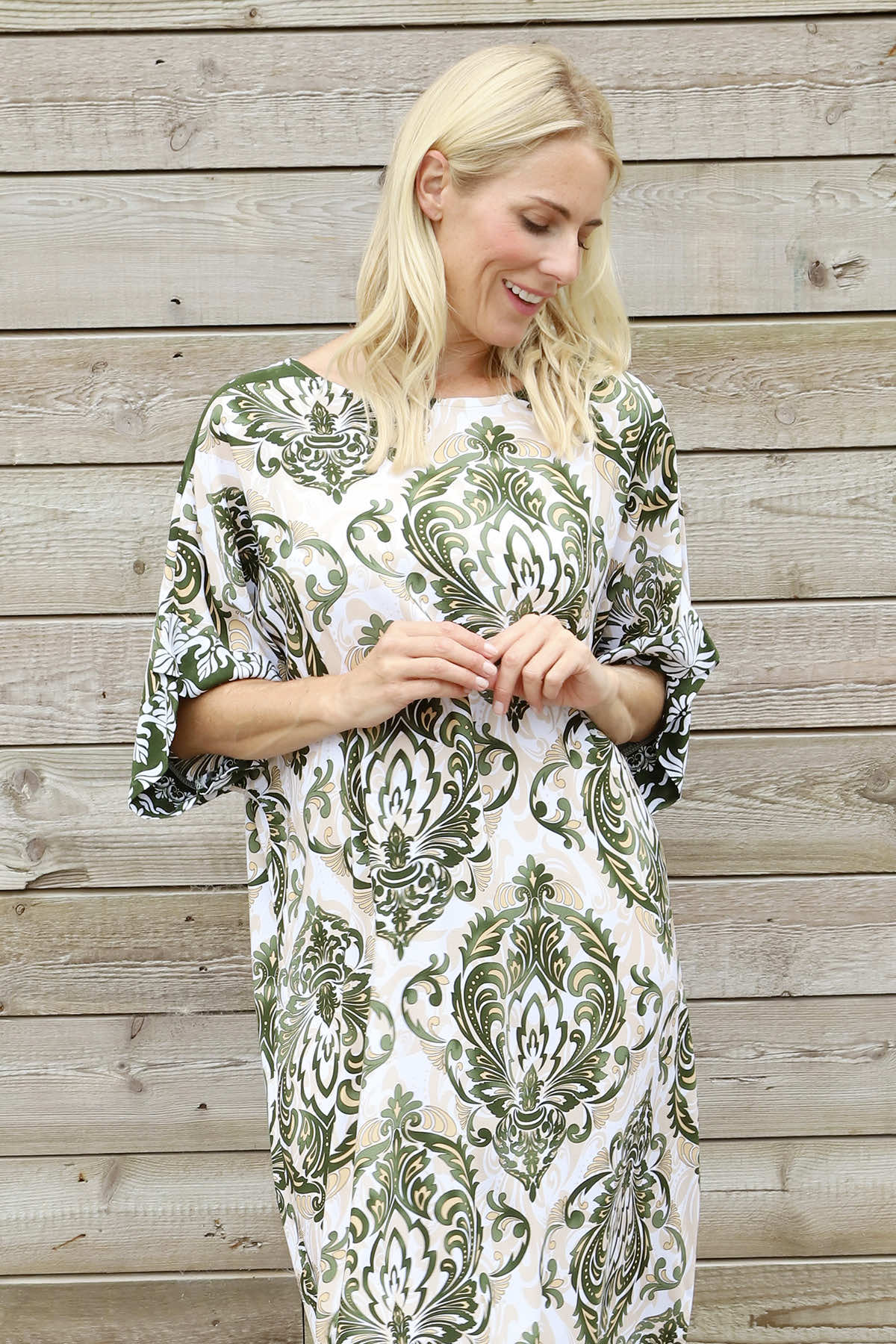 Harita Print Dress Khaki