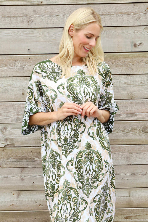 Harita Print Dress Khaki - Image 3