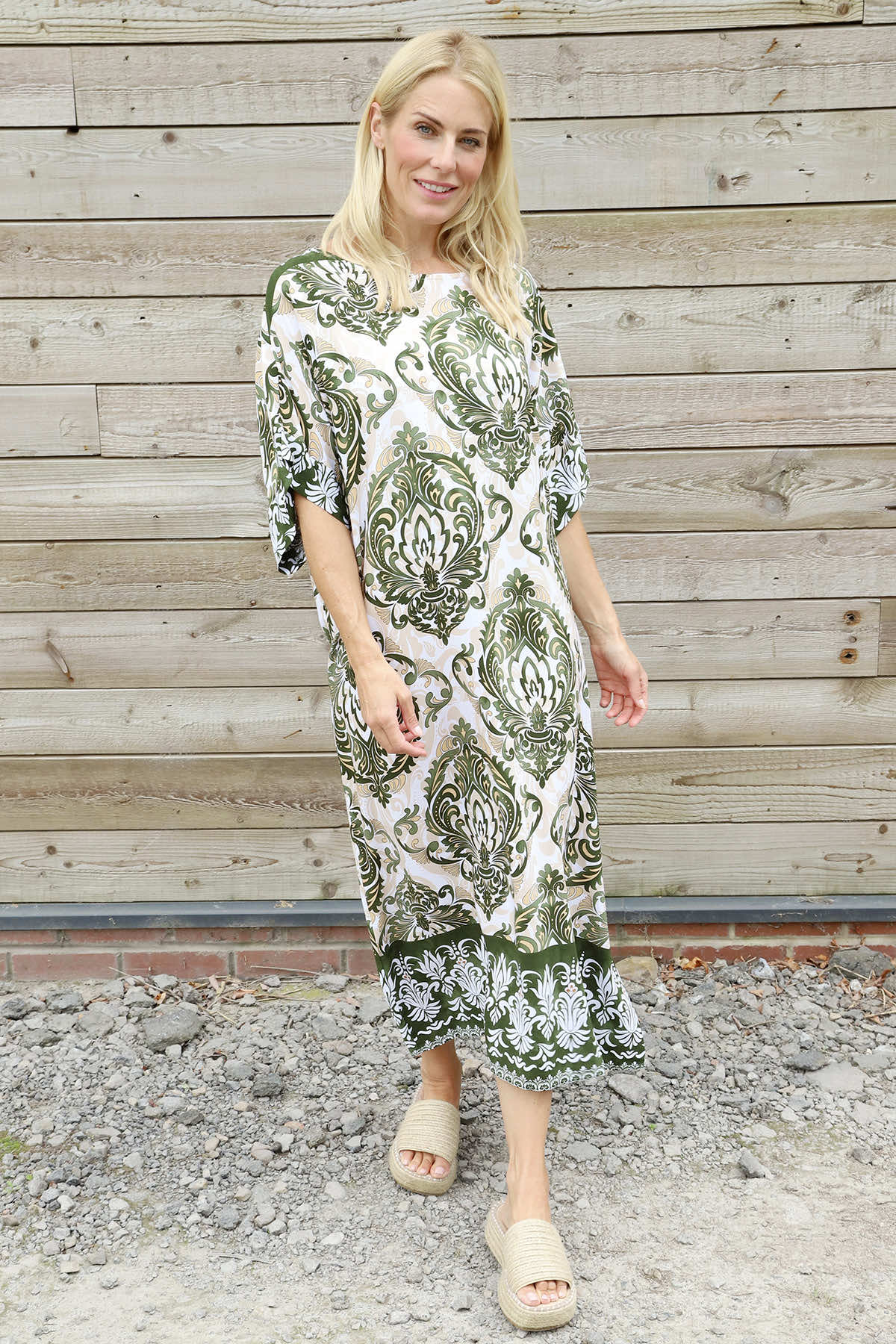 Harita Print Dress Khaki