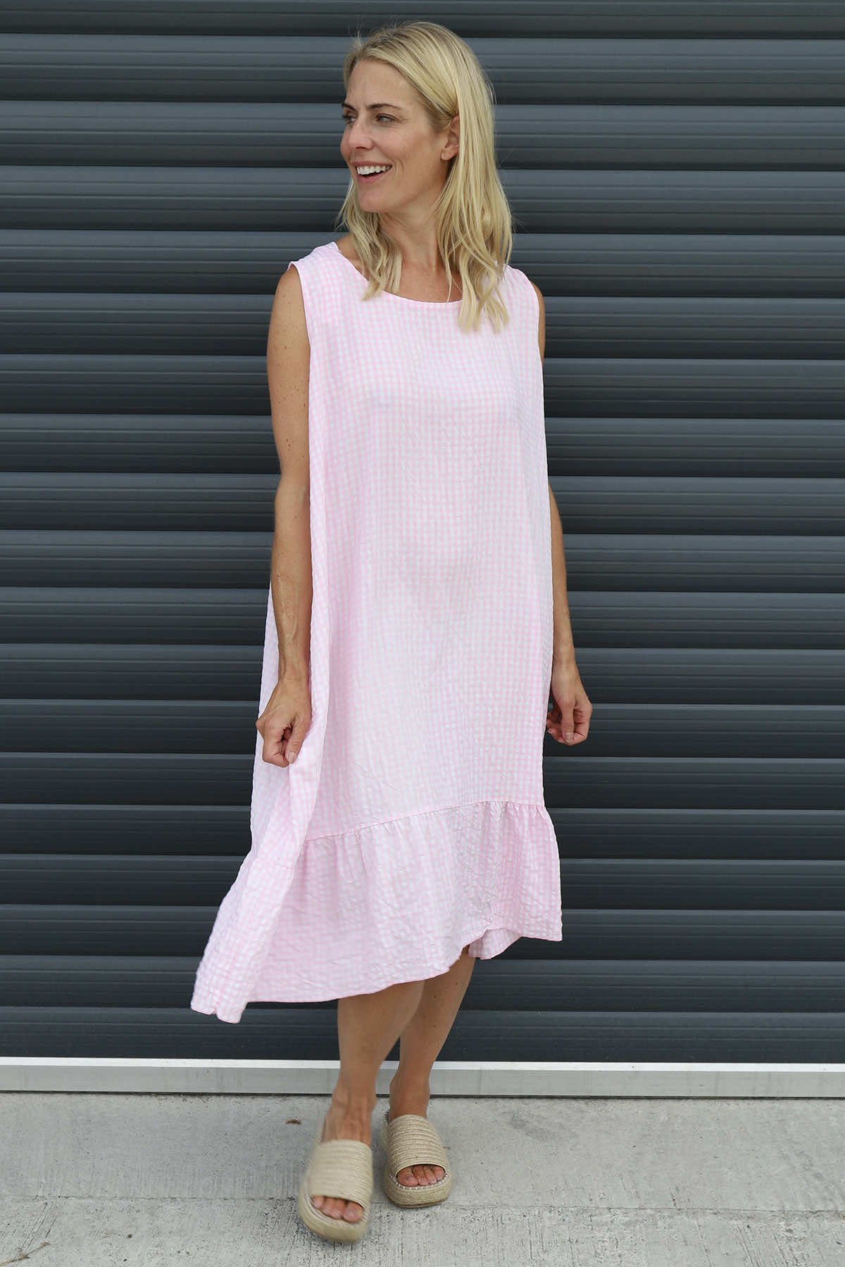 Imani Sleeveless Gingham Dress Pink