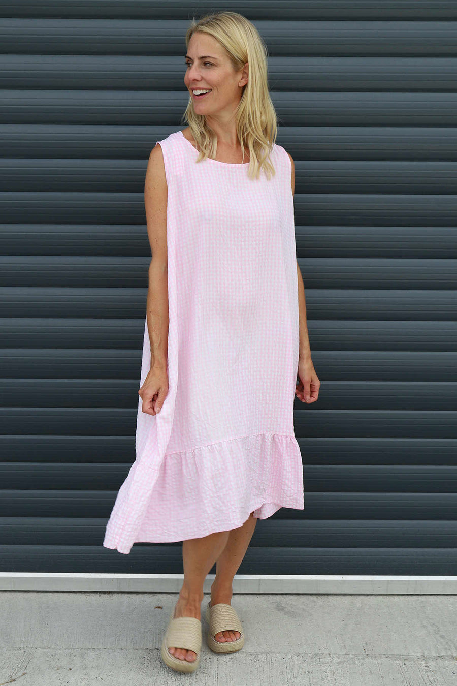 Imani Sleeveless Gingham Dress Pink