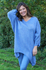 Paulina V-Neck Knitted Jumper Blue Blue - Paulina V-Neck Knitted Jumper Blue