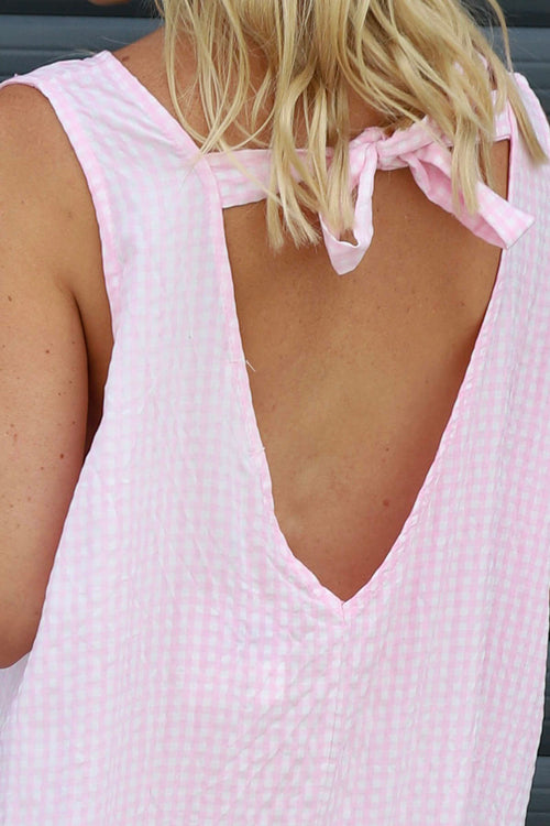 Imani Sleeveless Gingham Dress Pink - Image 4
