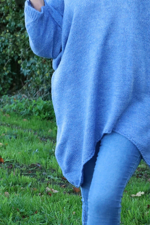 Paulina V-Neck Knitted Jumper Blue - Image 3