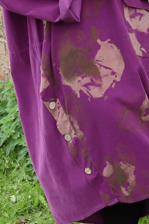 Esther Button Detail Needlecord Dress Purple - Image 3