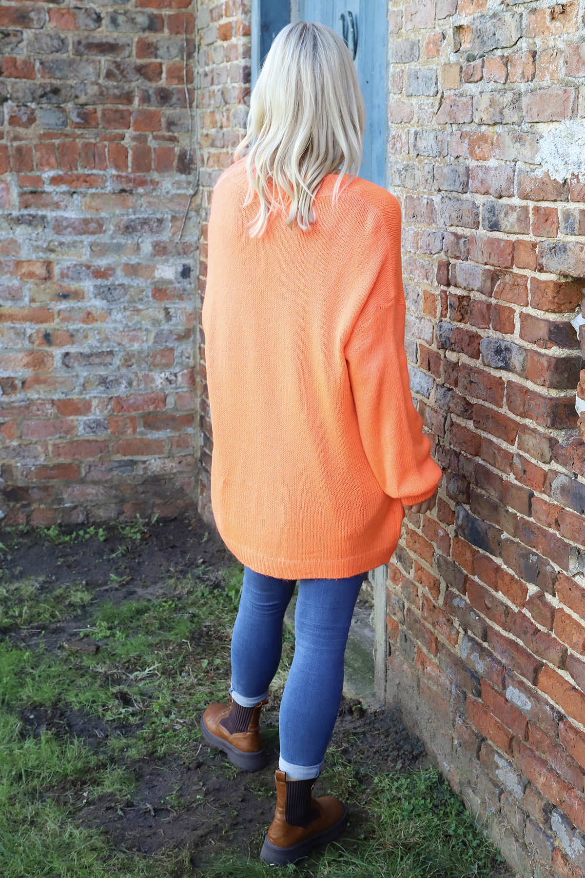 Brooklyn Tie Knitted Cardigan Orange