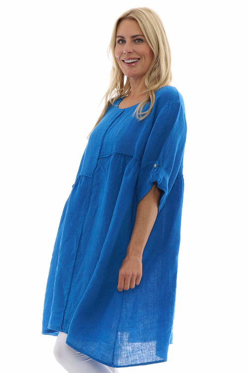 Langford Linen Tunic Dress Cobalt - Image 6