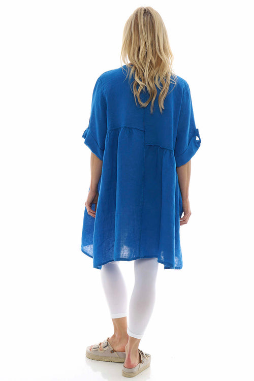 Langford Linen Tunic Dress Cobalt - Image 8
