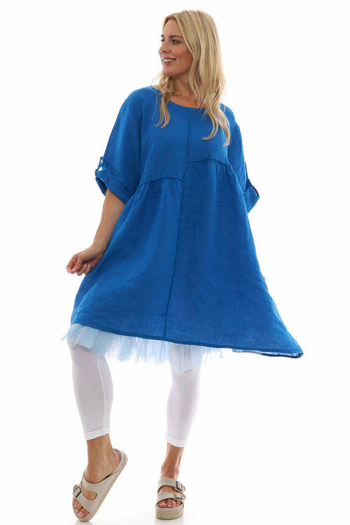 Langford Linen Tunic Dress Cobalt - Image 7