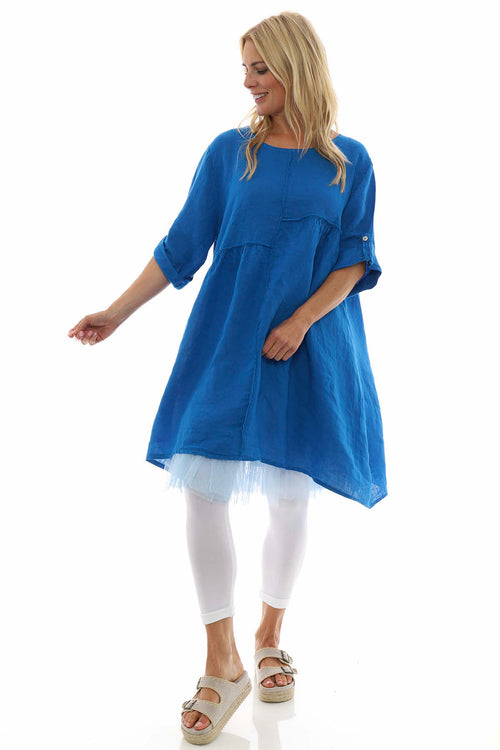 Langford Linen Tunic Dress Cobalt - Image 3