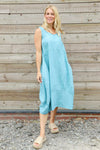 Megan Sleeveless Linen Dress Sage Green