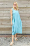 Megan Sleeveless Linen Dress Sage Green