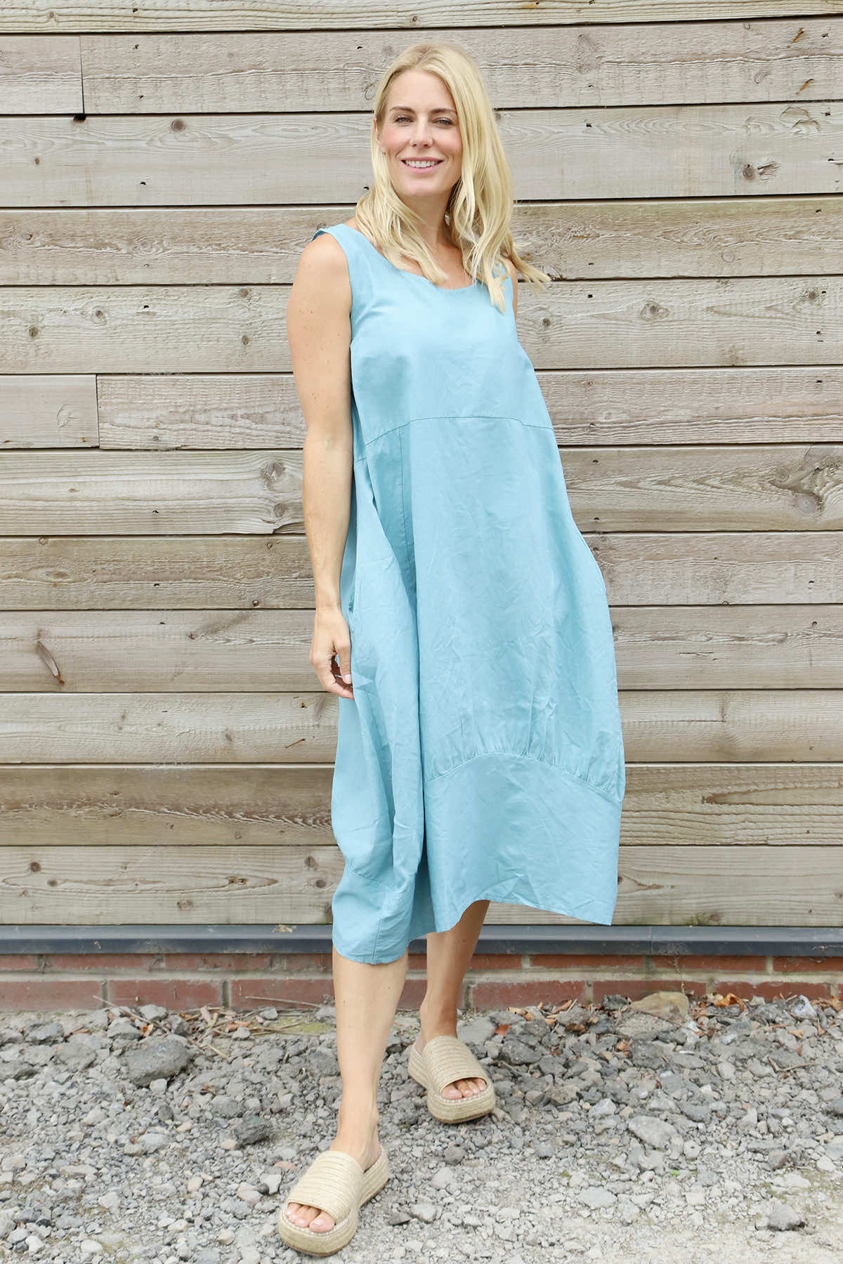 Megan Sleeveless Linen Dress Sage Green