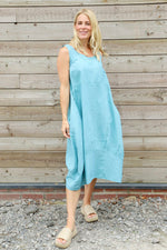 Megan Sleeveless Linen Dress Sage Green Sage Green - Megan Sleeveless Linen Dress Sage Green