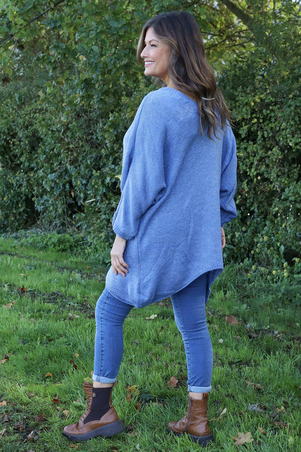Paulina V-Neck Knitted Jumper Blue