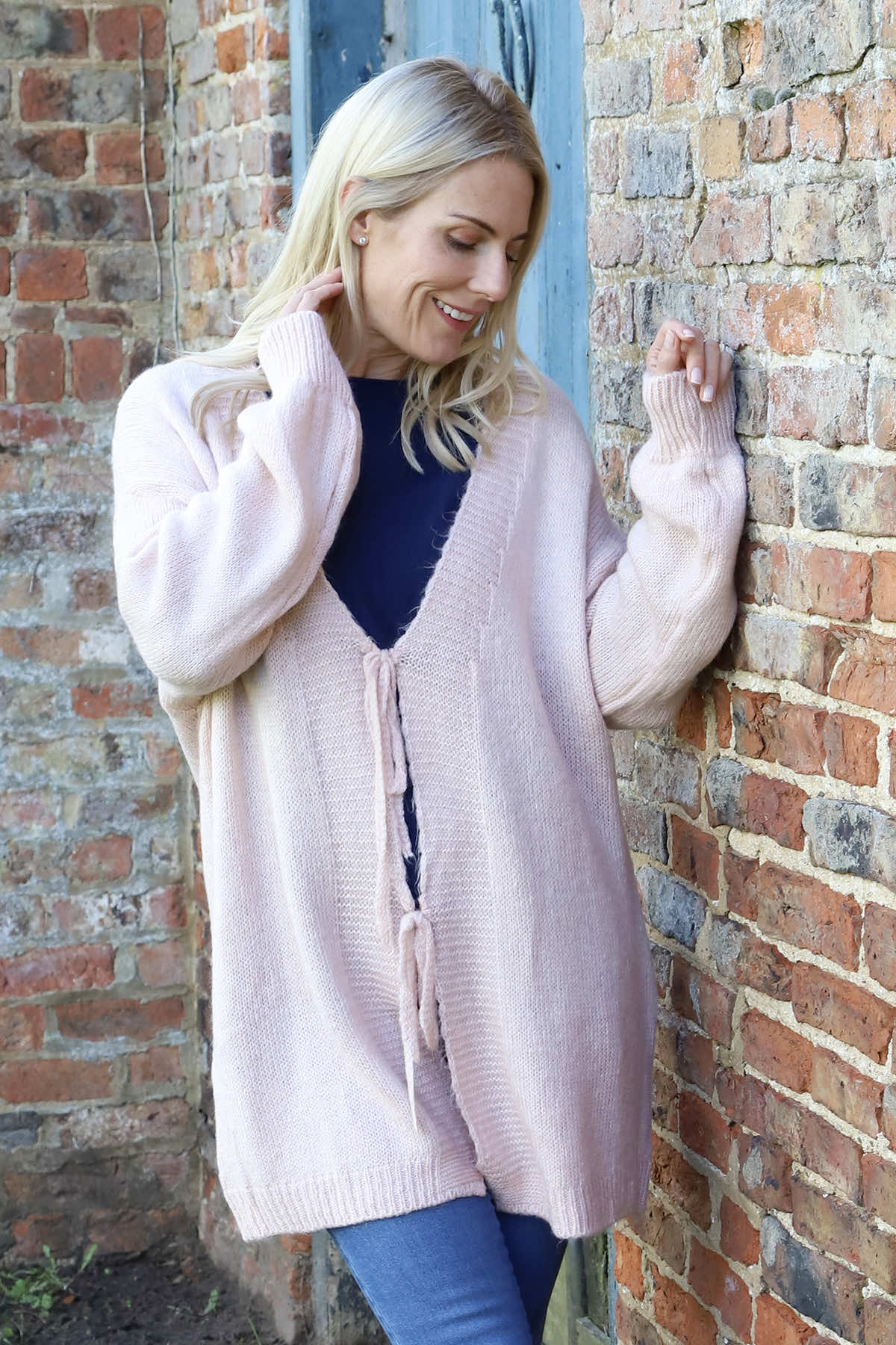 Brooklyn Tie Knitted Cardigan Pink