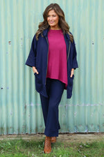 Marjorie Zip Hooded Jacket Navy Navy - Marjorie Zip Hooded Jacket Navy