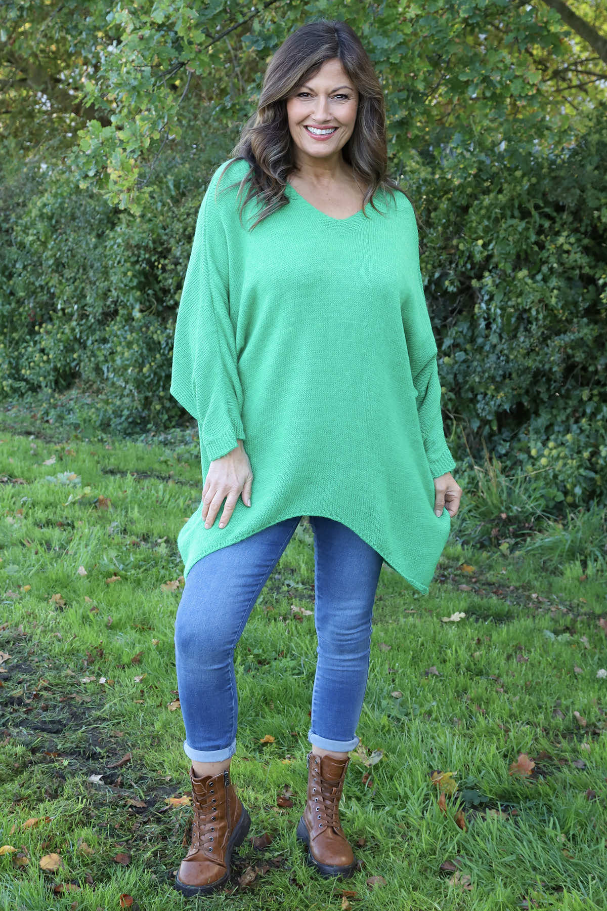 Paulina V-Neck Knitted Jumper Emerald