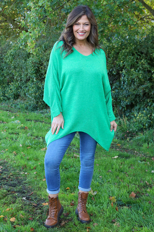 Paulina V-Neck Knitted Jumper Emerald - Image 2
