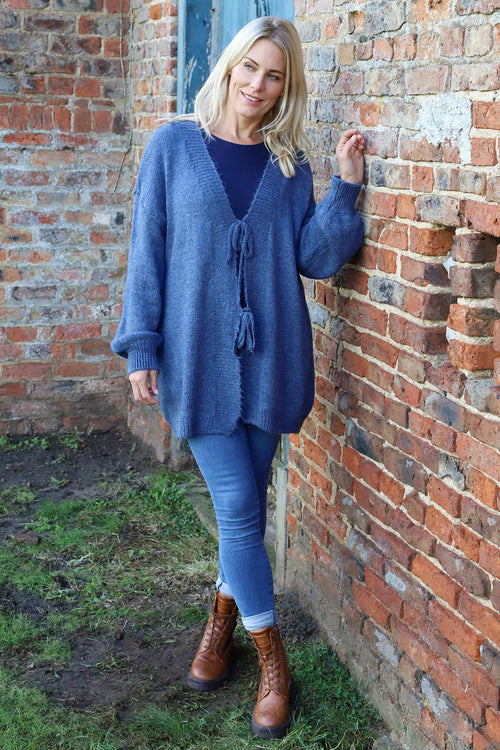 Brooklyn Tie Knitted Cardigan Blue - Image 2