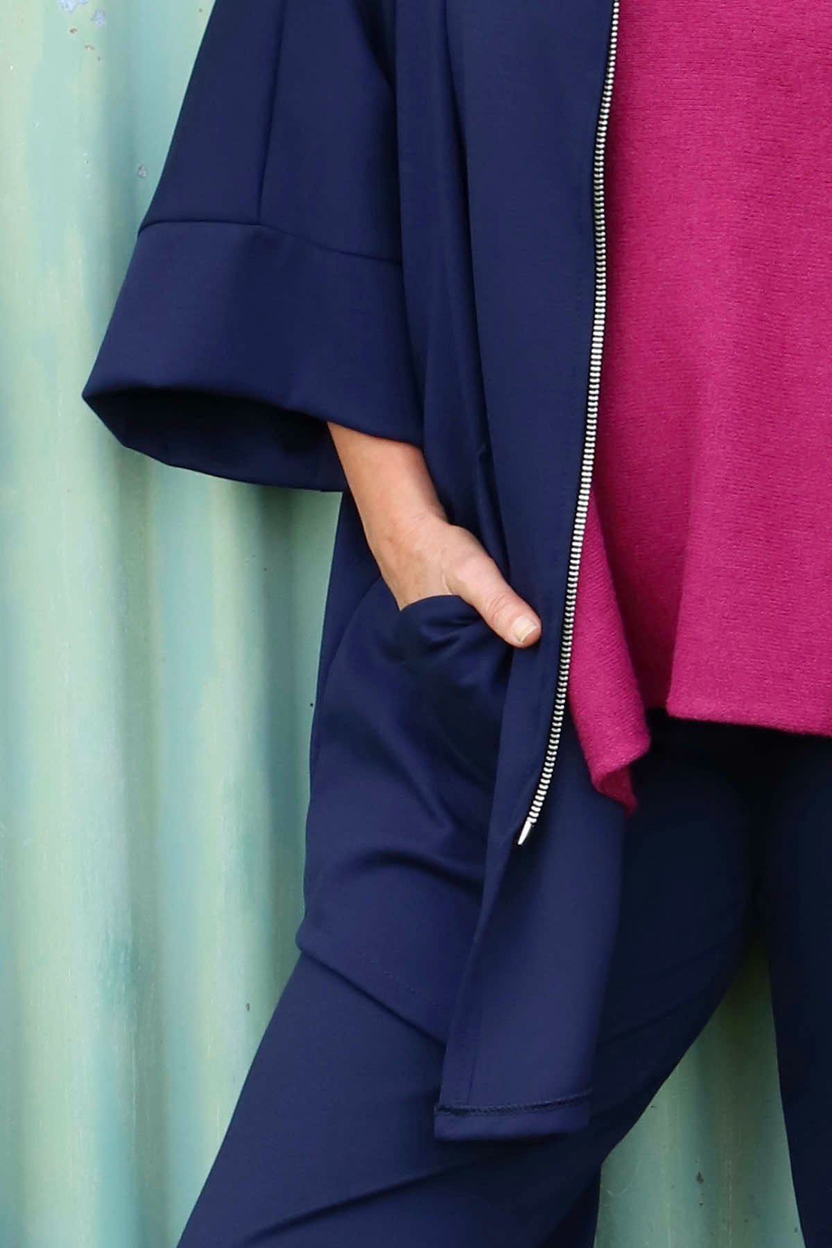 Marjorie Zip Hooded Jacket Navy