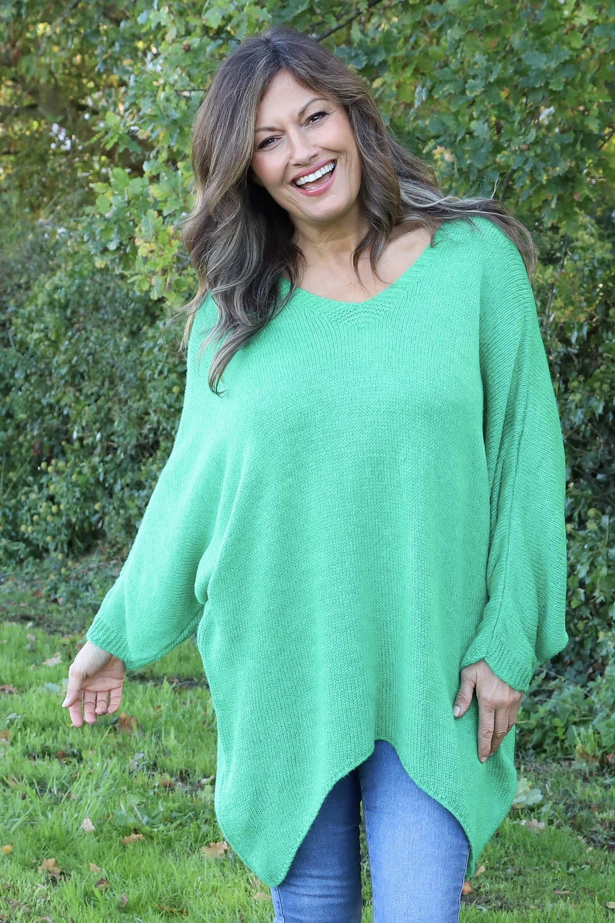 Paulina V-Neck Knitted Jumper Emerald