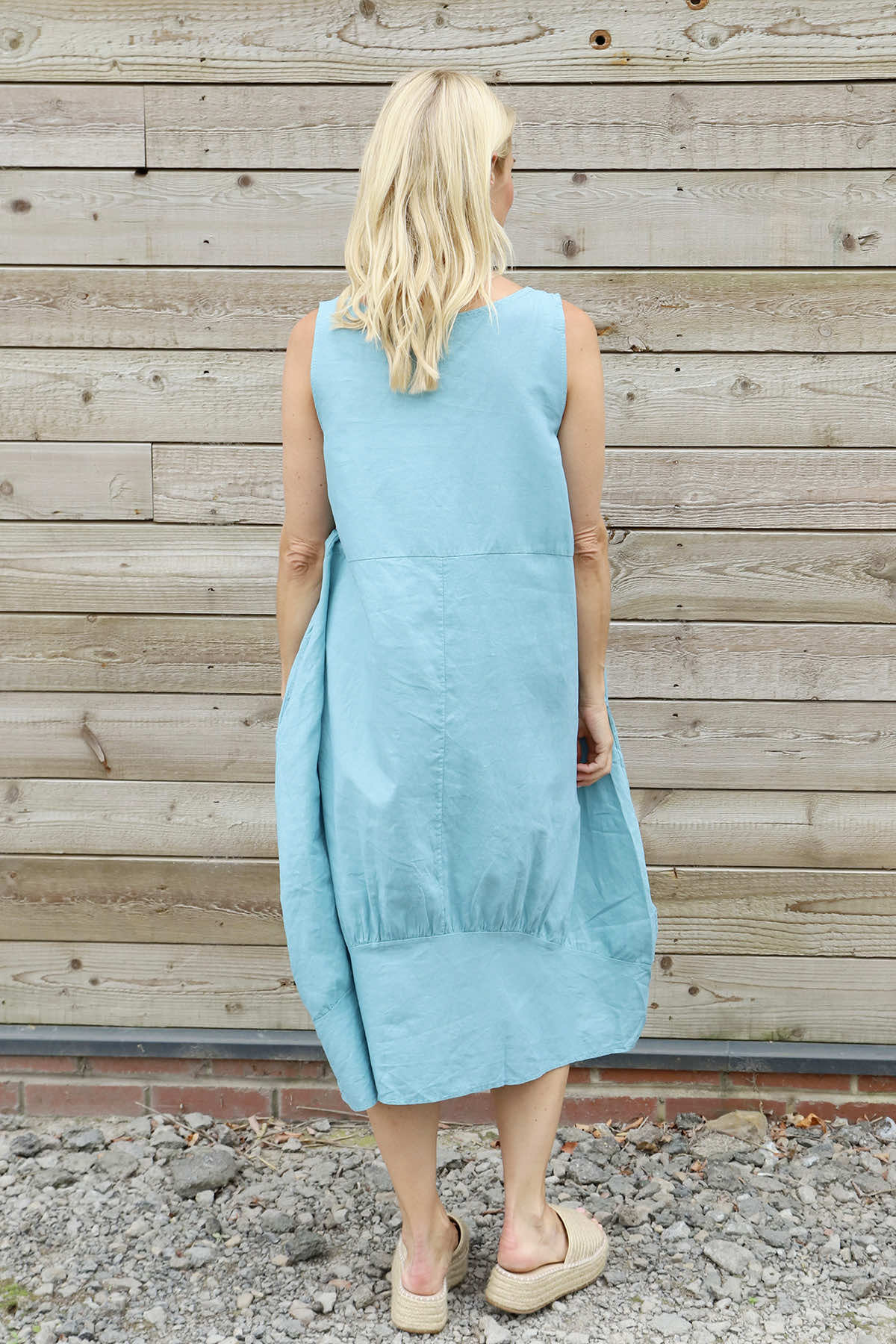 Megan Sleeveless Linen Dress Sage Green
