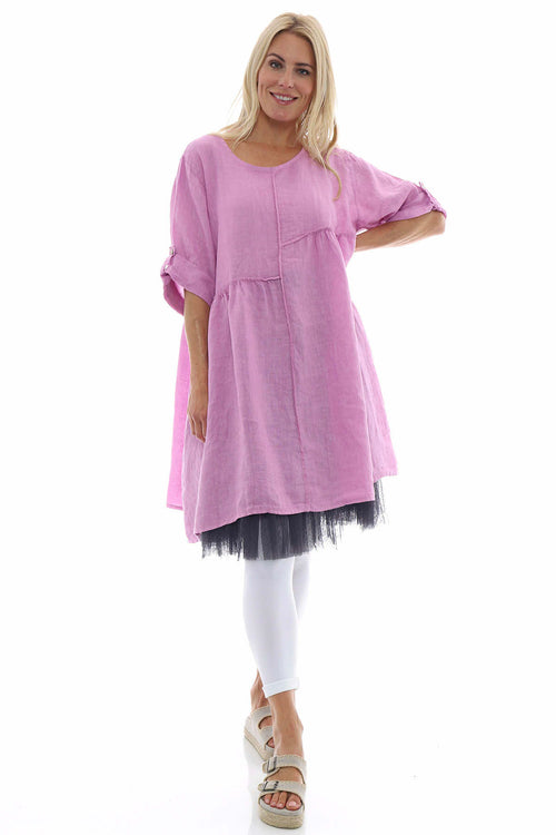Langford Linen Tunic Dress Lilac - Image 5
