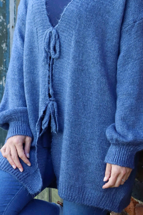 Brooklyn Tie Knitted Cardigan Blue - Image 3