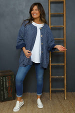 Carlota Stripe Linen Jacket Navy Navy - Carlota Stripe Linen Jacket Navy