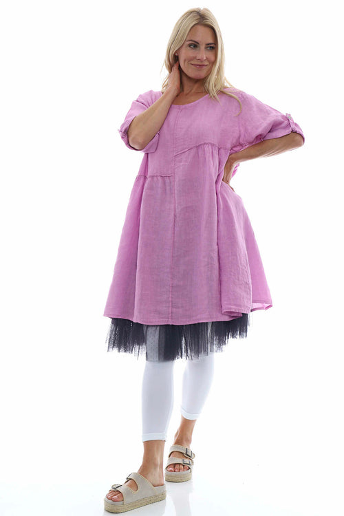 Langford Linen Tunic Dress Lilac - Image 6