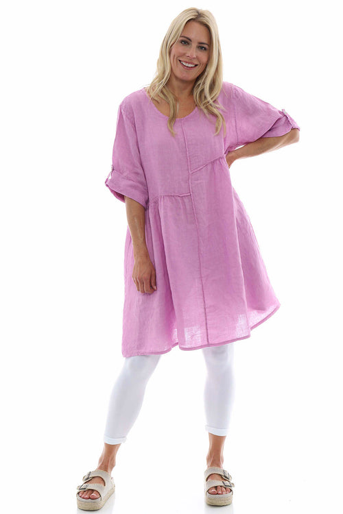 Langford Linen Tunic Dress Lilac - Image 3