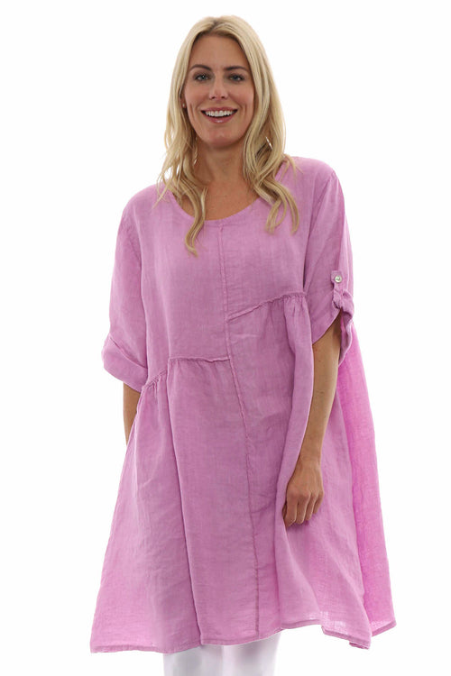 Langford Linen Tunic Dress Lilac - Image 7