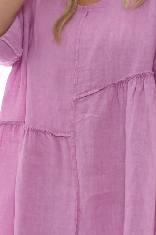 Langford Linen Tunic Dress Lilac - Image 4