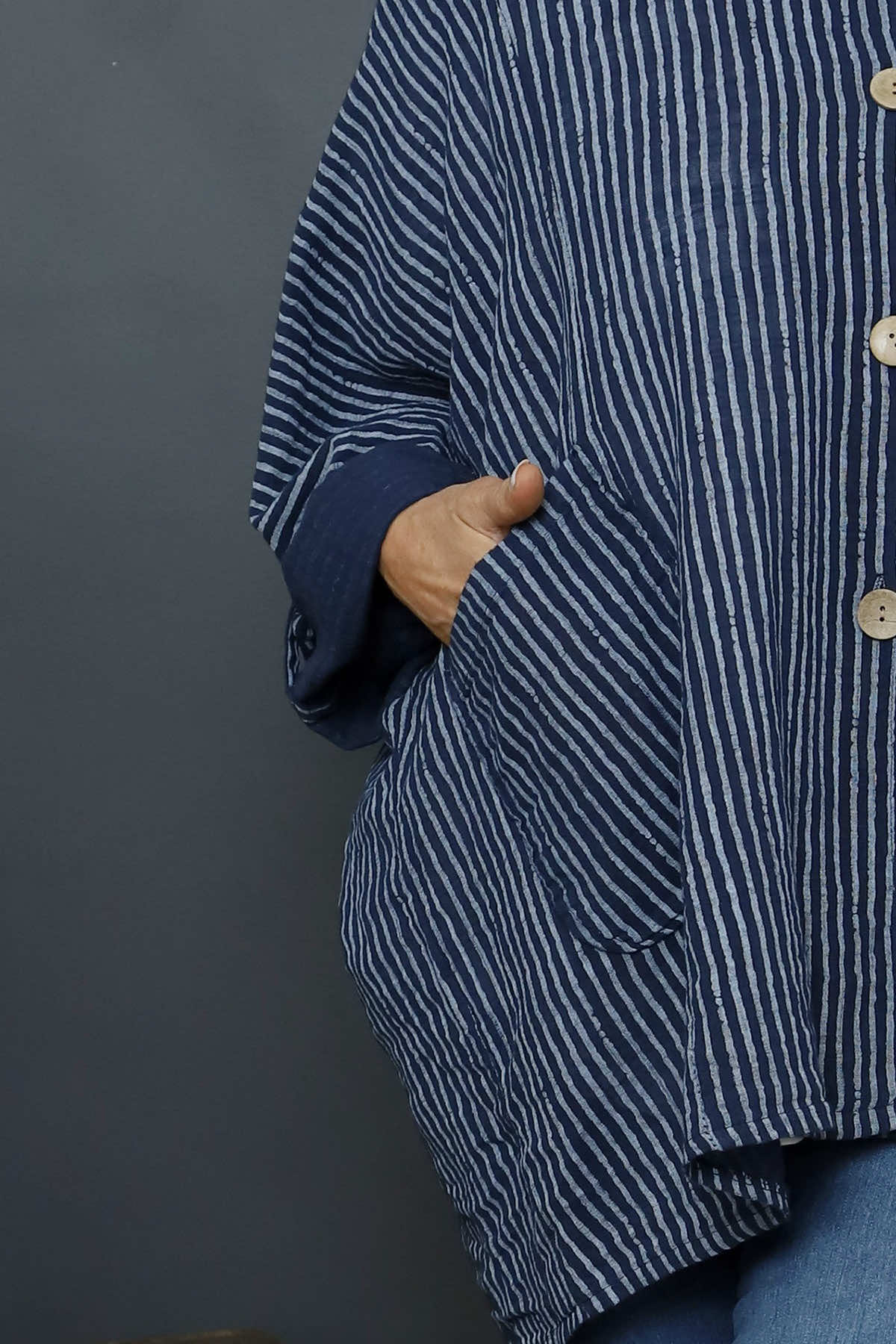 Carlota Stripe Linen Jacket Navy