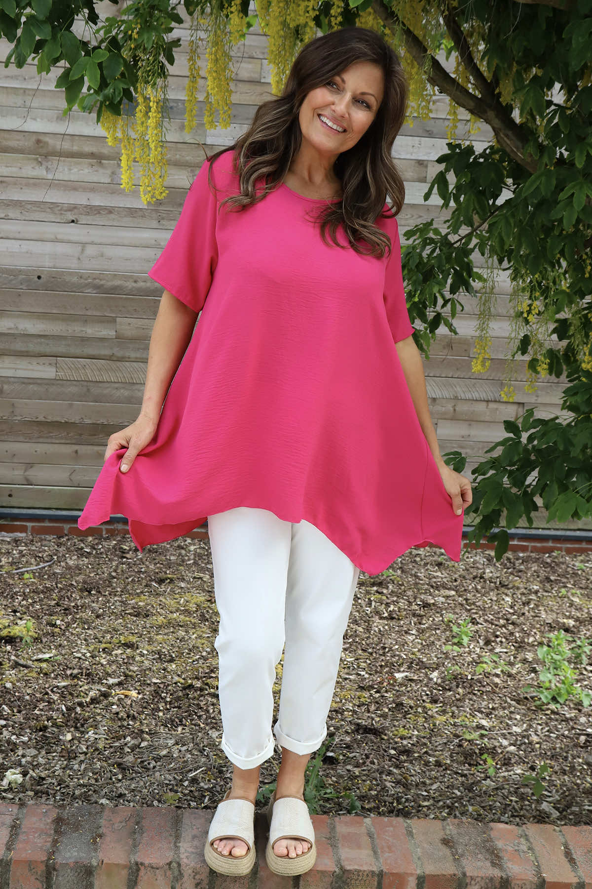 Loreleigh Dipped Side Top Fuchsia