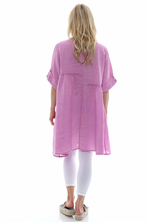 Langford Linen Tunic Dress Lilac - Image 8