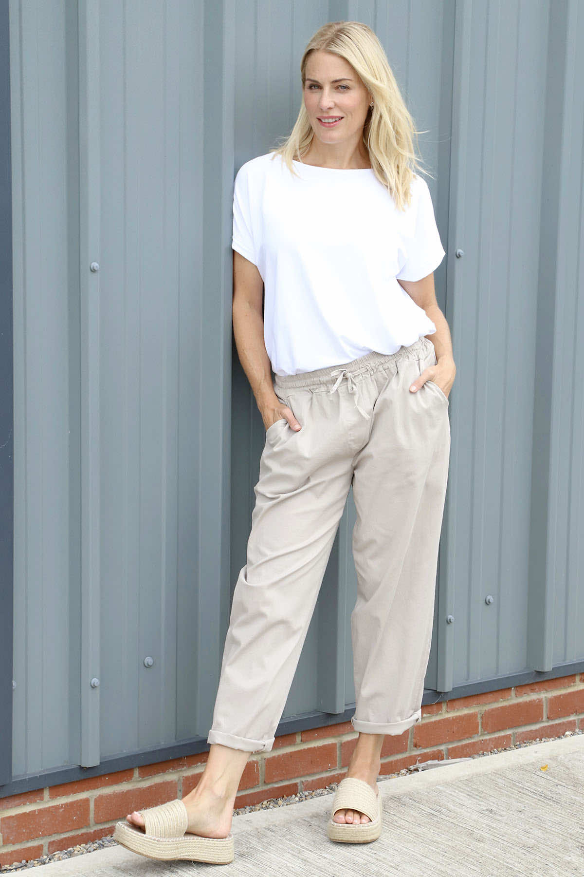 Bethany Cotton Trousers Stone