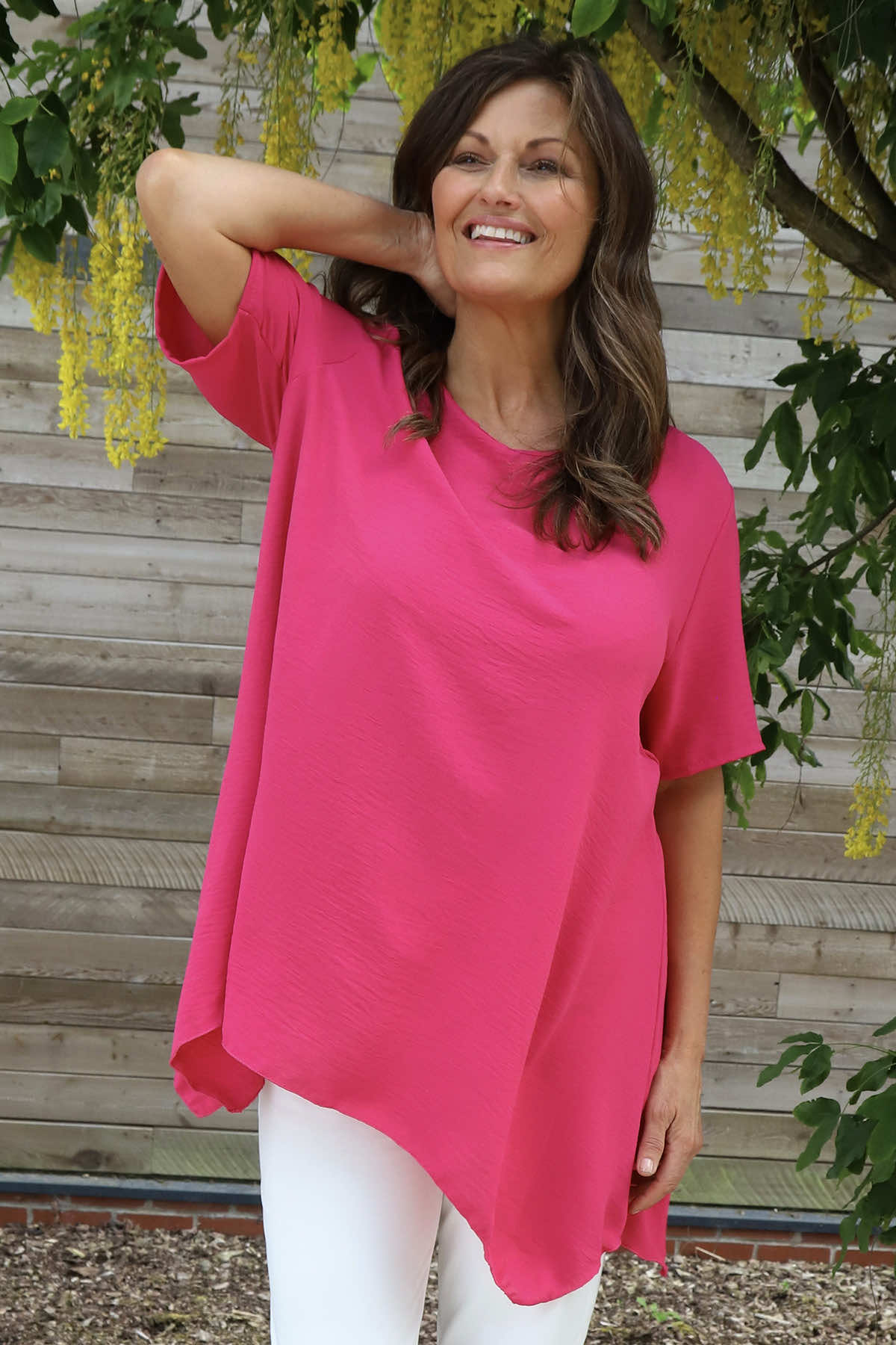 Loreleigh Dipped Side Top Fuchsia