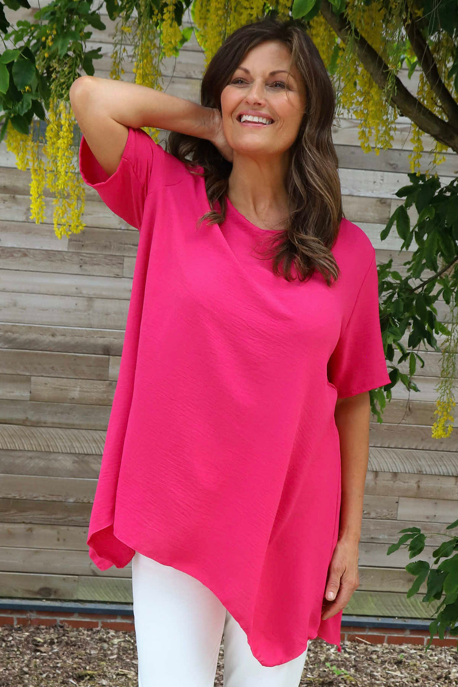 Loreleigh Dipped Side Top Fuchsia