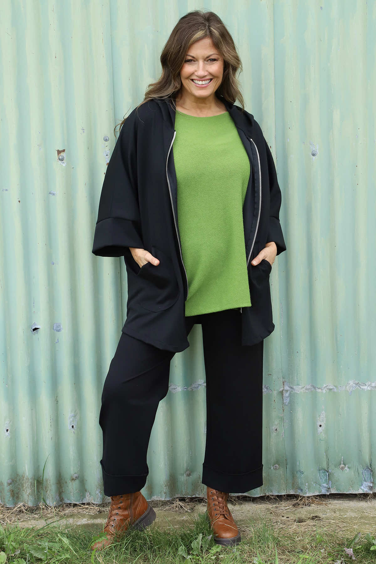 Marjorie Zip Hooded Jacket Black