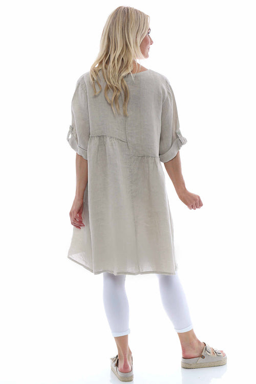 Langford Linen Tunic Dress Stone - Image 8