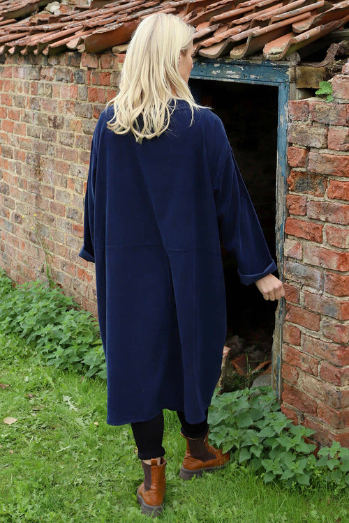 Esther Button Detail Needlecord Dress Navy - Image 4