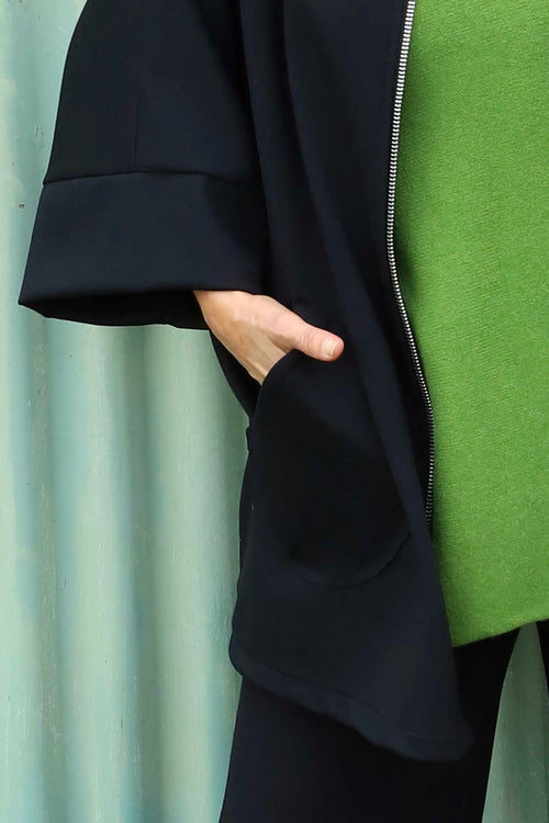 Marjorie Zip Hooded Jacket Black - Image 3