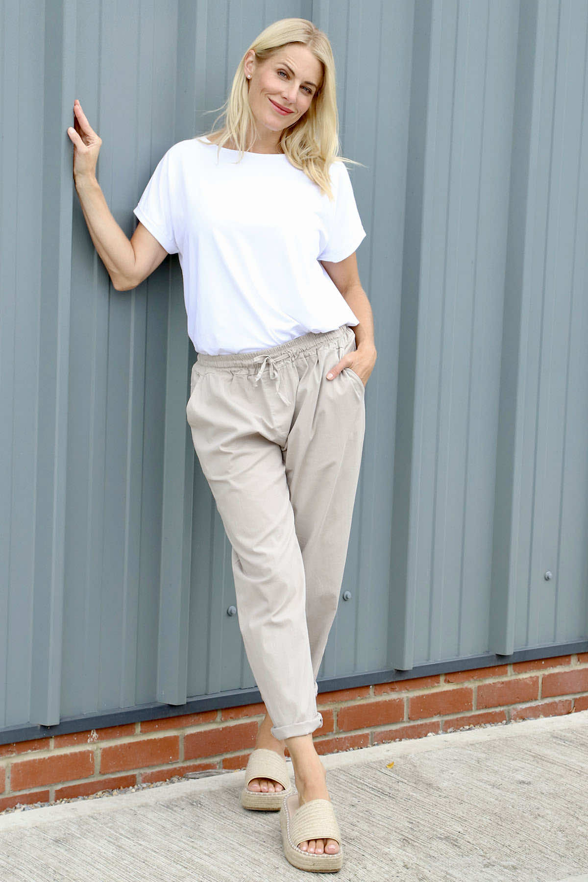 Bethany Cotton Trousers Stone