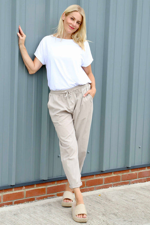 Bethany Cotton Trousers Stone - Image 3