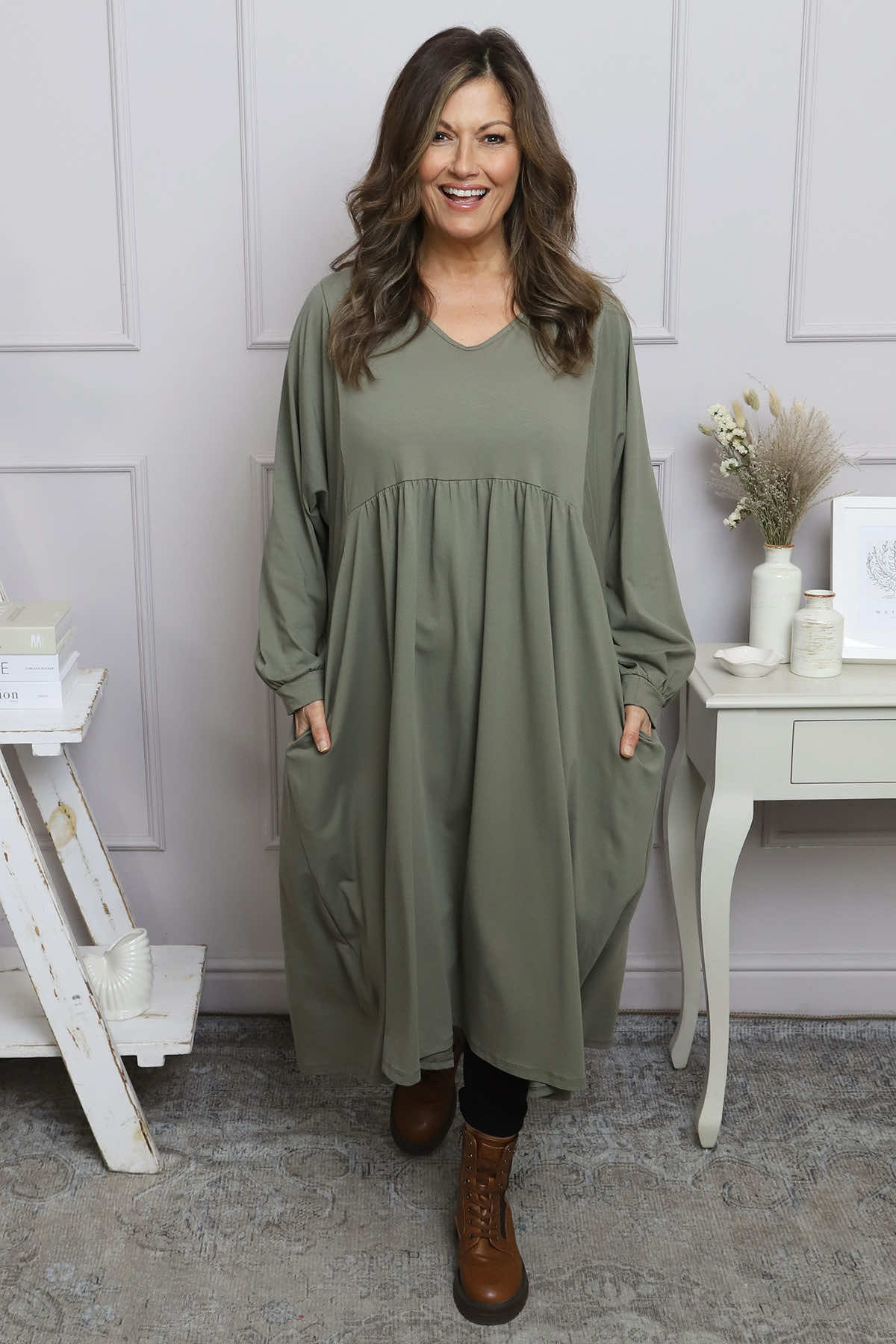 Eliza Cotton Dress Khaki