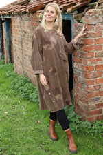 Esther Button Detail Needlecord Dress Cocoa Cocoa - Esther Button Detail Needlecord Dress Cocoa