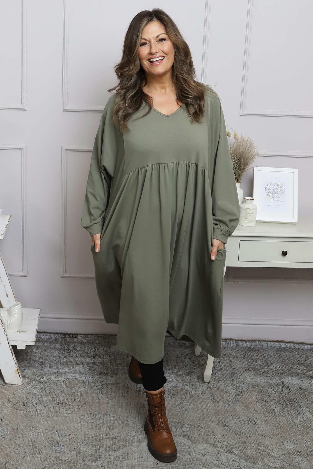 Eliza Cotton Dress Khaki